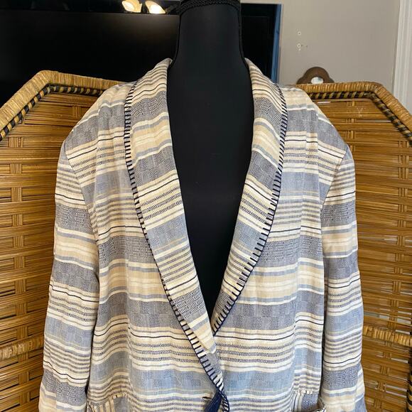 David Paul New York Blazer Striped Linen Blend Jacket 38R Made in USA - Picture 2 of 6